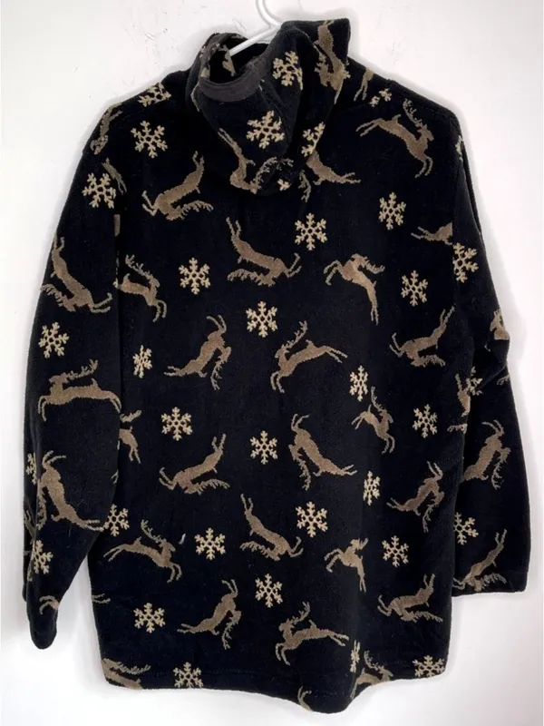 Vintage Obermeyer Reindeer Fleece Hoodie Half Zip - Image 2