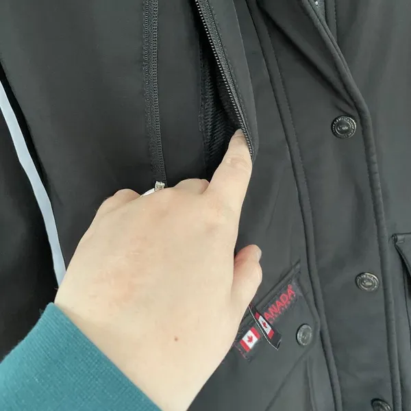 Canada‎ Weathergear black mid thigh winter coat warm pockets women's size Medium - Image 6