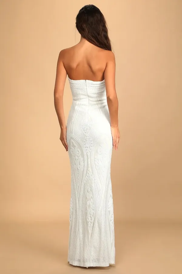 Lulus White Sequin Maxi Dress - Image 2