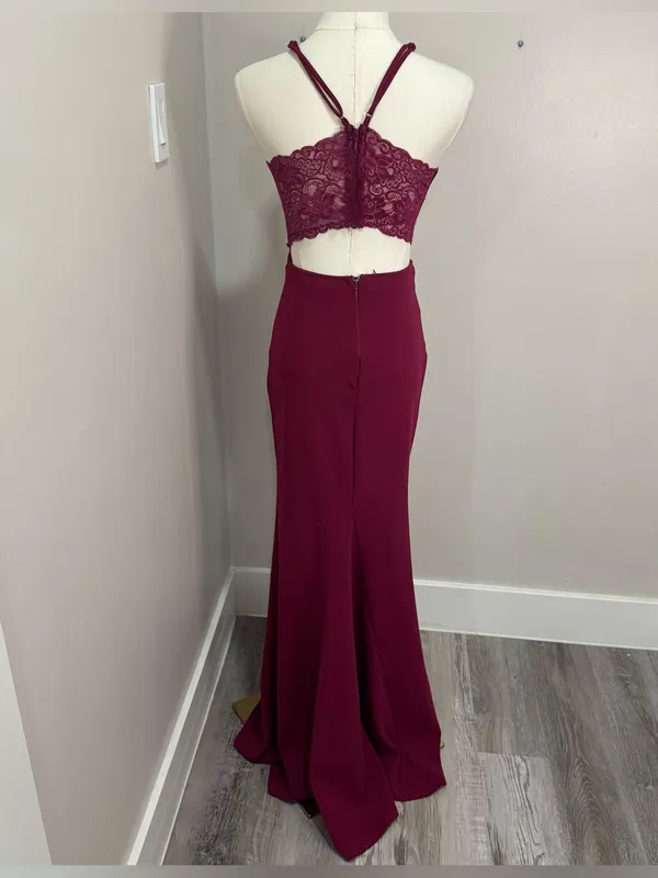 Lulus Love Story Magenta Backless Lace Maxi Dress‎ XS - Image 4