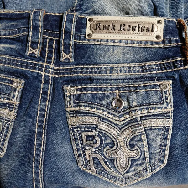 Rock Revival Ferry Skinny Jeans Size 27 Blue Low Rise Y2K Festival Retro Denim - Image 9