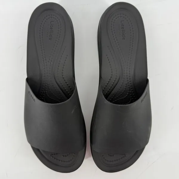 Crocs Brooklyn Slide Low Wedge Sandal Black Women 11 Platform Y2K Slip On Chunky - Image 4