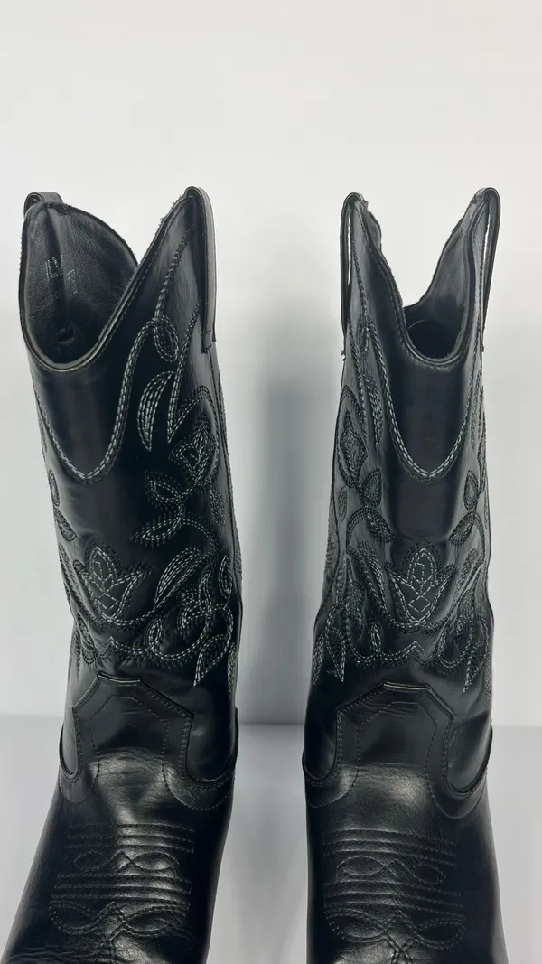 Faux Leather Cowboy Boots Embroidery Detail Women’s Size 7.5 - Image 5