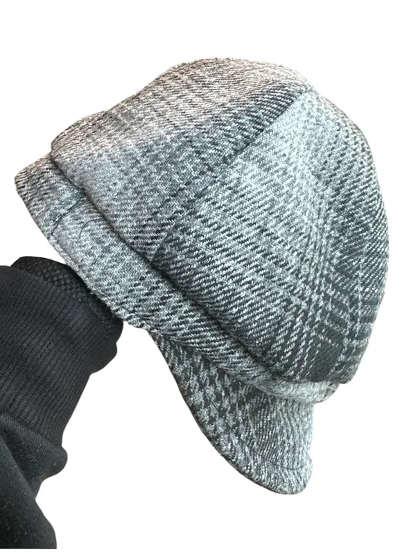 Women’s Gray Tweed Flower Accent Cap Coquette Girl - Image 2