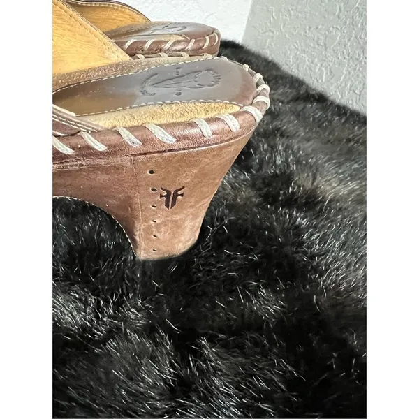 Frye Charlotte Ring Harness 70770 Brown Leather Heeled Mule Clogs Women's Sz 11 - Image 6