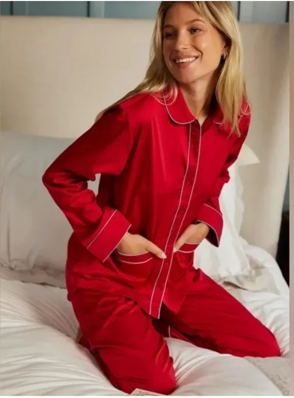 LAKE Pajama Set Scarlet Blue Piping Two Piece - Image 3