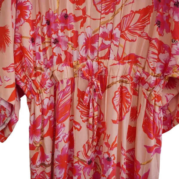 Onshore Pink Floral V-Neck Flowy Maxi Dress Kaftan Resort Pool Vacation One Size - Image 11