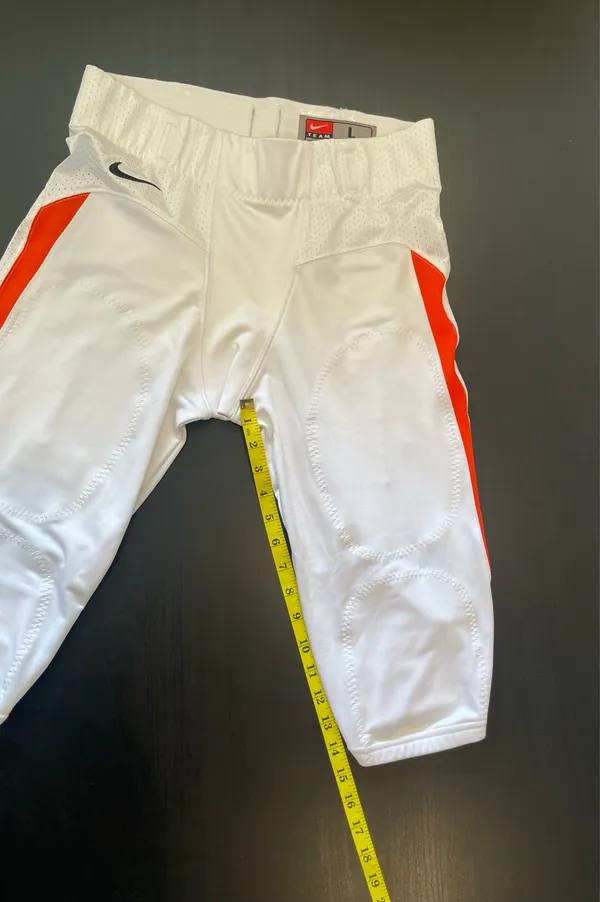 Nike Men’s White and Orange Padded Football Pants ( Large) - Image 3