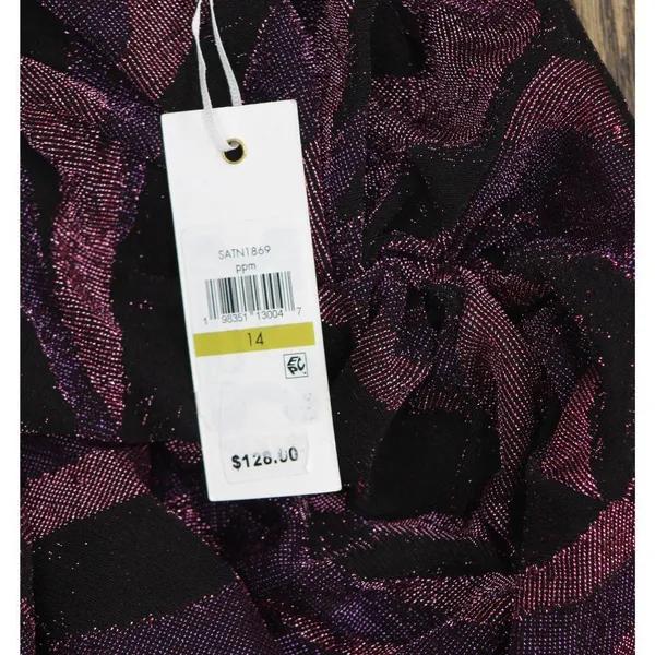 Siena Womens Metallic Side-Twist Long-Sleeve Dress SATN1869 Purple Multi 14 - Image 4