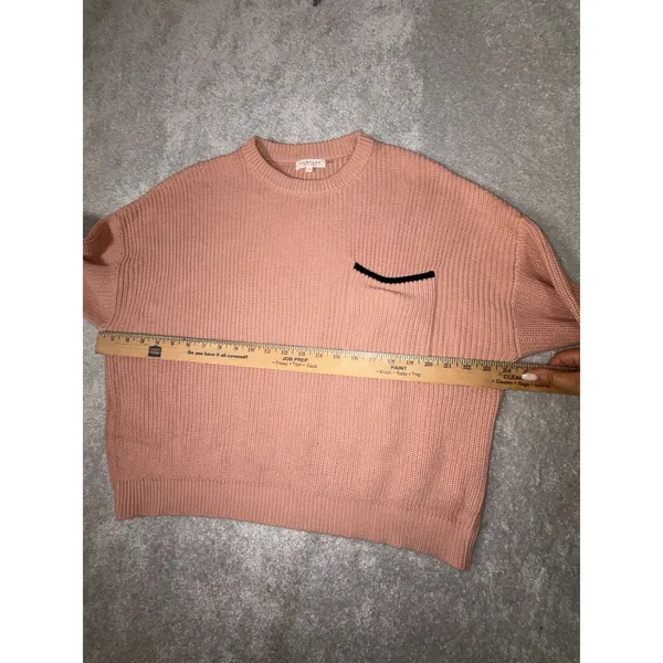Demylee Sweater Womens Small Pink‎ Cotton Pocket Oversized - Image 7