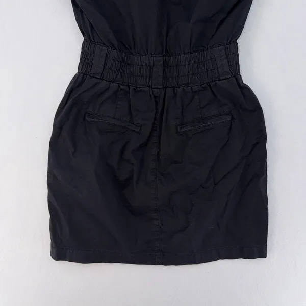 PISTOLA Rosie Black Utility Mini Shirt Dress Snap Front Elastic Waist Size XS - Image 14