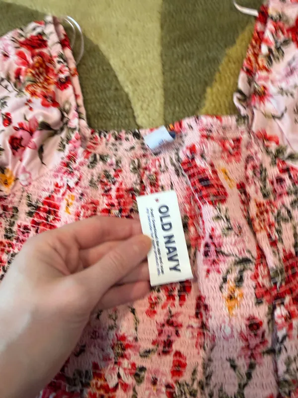 NWT Old Navy Fit & Flare Long Sleeve Mini Dress Pink Floral Size XS PETITE - Image 4
