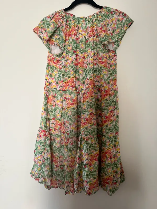 Loft Floral Spring Mini Dress XS Green Yellow Flowy Feminine Romantic Picnic - Image 6