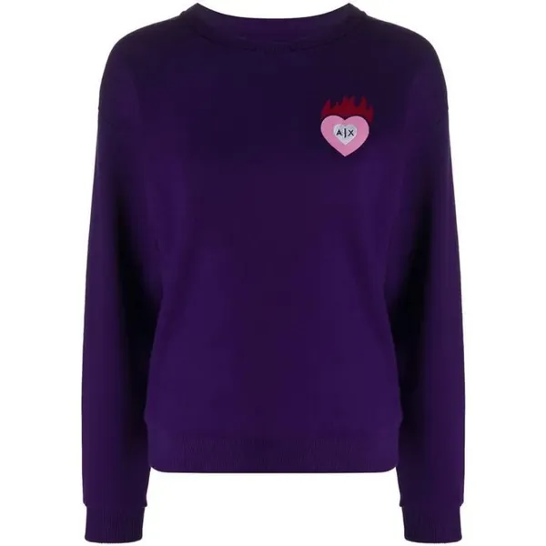 Armani Exchange‎ Purple Heart Logo Sweatshirt Small Lounge Cozy Warm Winter Fall - Image 4