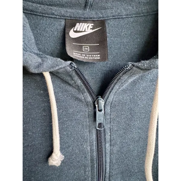 Nike Sportswear Gym Vintage Full Zip Hoodie Blue Organic Cotton 2X CT0635-458 - Image 4