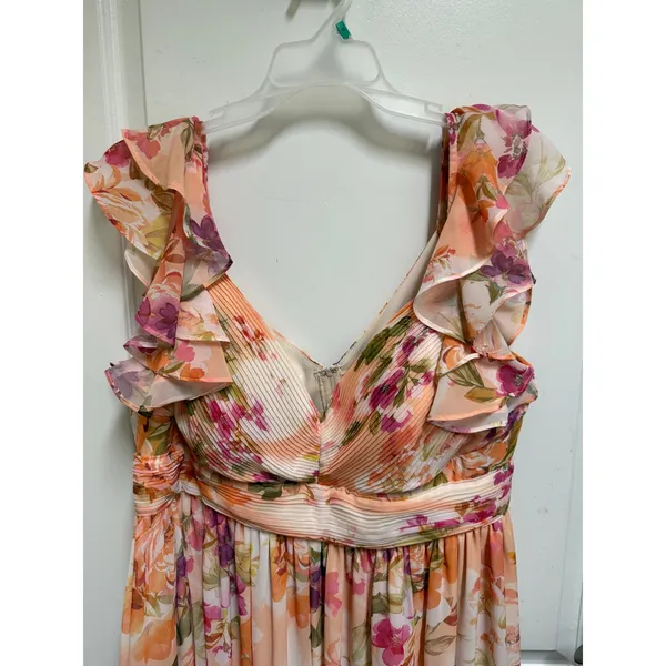 Birdy Grey Michelle Chiffon Floral Bridesmaid Dress 1X Coral Peonies NWT NEW - Image 7