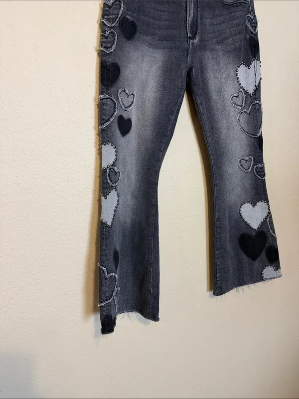 OLI & HALI Grommet HEART DENIM‎ JEANS Size Large - Image 6