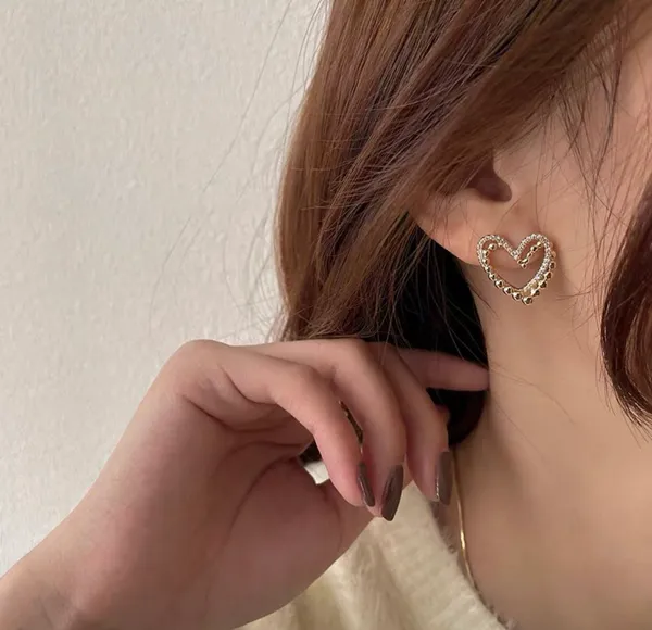 Gold Plated Heart Earrings - Image 2