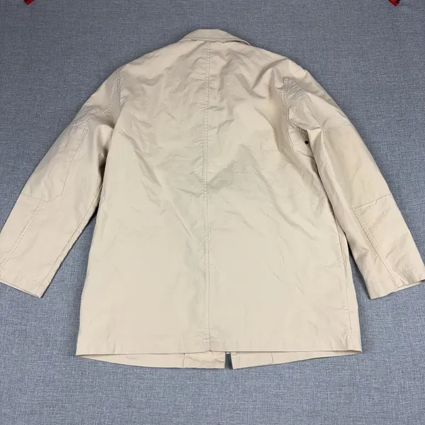 Vintage Ralph Lauren Sport Coat Womens Large Beige Cotton Overcoat Collared 90s - Image 10