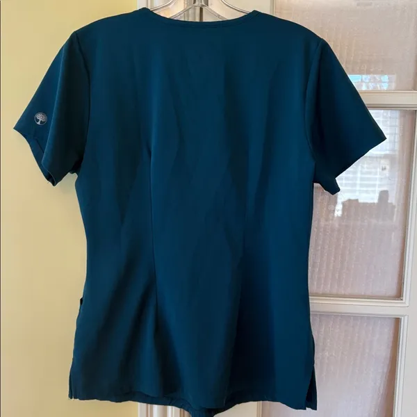 NWOT S Healing Hands Teal V-Neck Scrubs Top matching bottoms in closet - Image 7