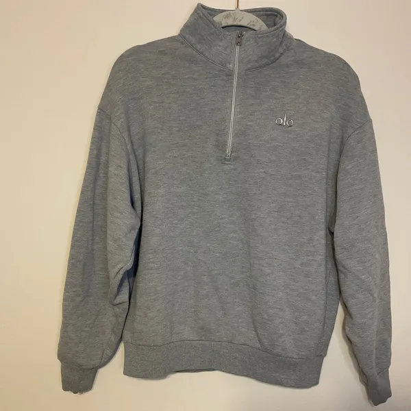 Alo Yoga Accolade 1/4 Zip Pullover Athletic Heather Grey S - Image 2