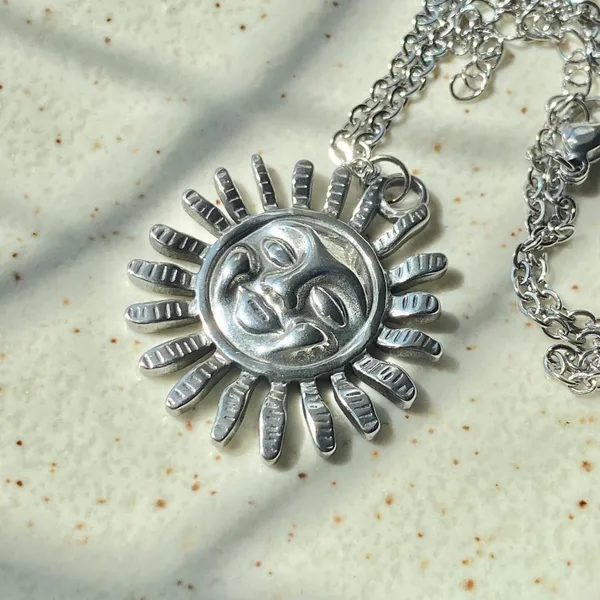 Handmade fully stainless steel sun boho retro vintage style necklace☀️ - Image 4