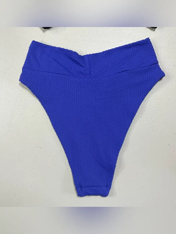 Aerie Two-Piece Bikini Swimsuit Black & Purple | Textured High-Waist Bottom - Image 10