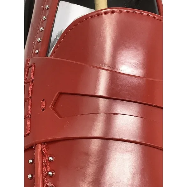 Franco Sarto Women's Red Patent Leather Eden Studded Loafers Slip On Size 8 - Image 2