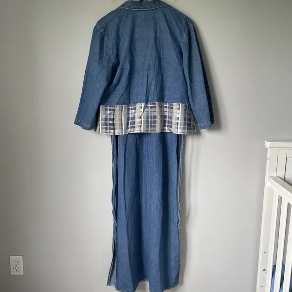 Nina Piccalino Vintage Denim Maxi Dress Jacket Set Cottagecore Blue Size 10 - Image 2