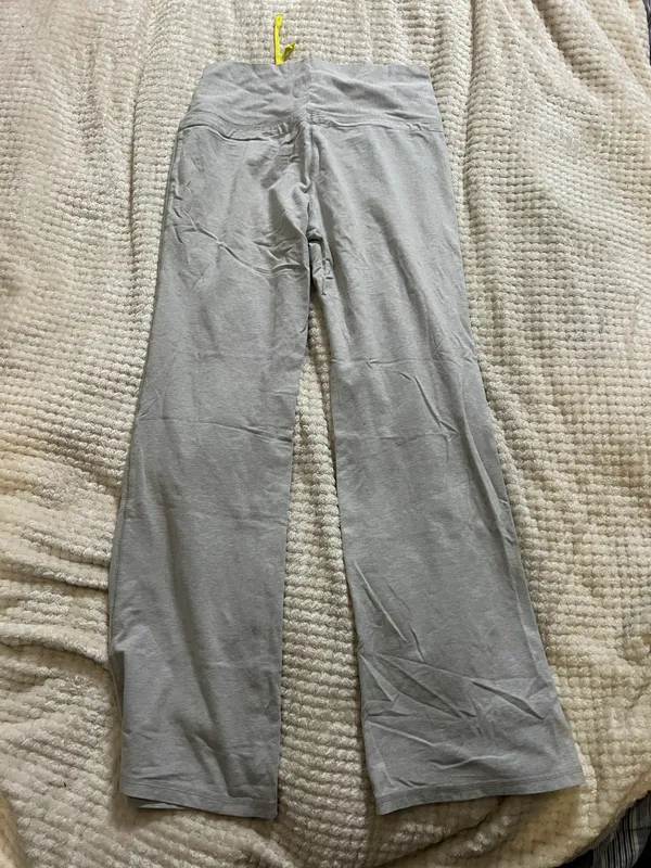 New York & Company SM Comfort Grey Yellow Band Yoga Pants - Image 2