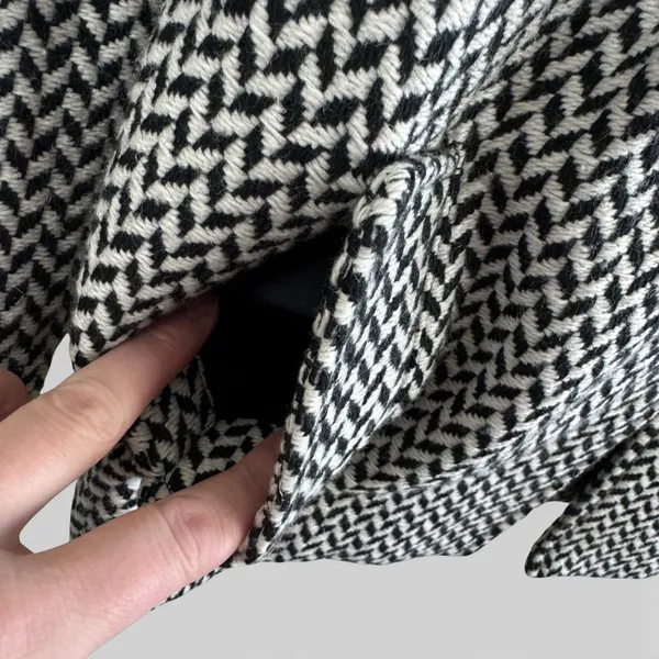 Jack by BB Dakota Herringbone Button Front Coat Black White Pleated Back XS - Image 3