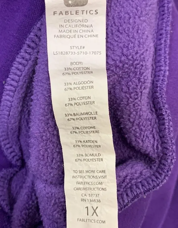 Nina Lace Up Back Sweatshirt Purple Size 1X - Image 5