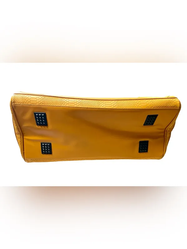 Tote&Carry Apollo Mustard Vegan Leather Snakeskin Duffle Bag NWOT - Image 7
