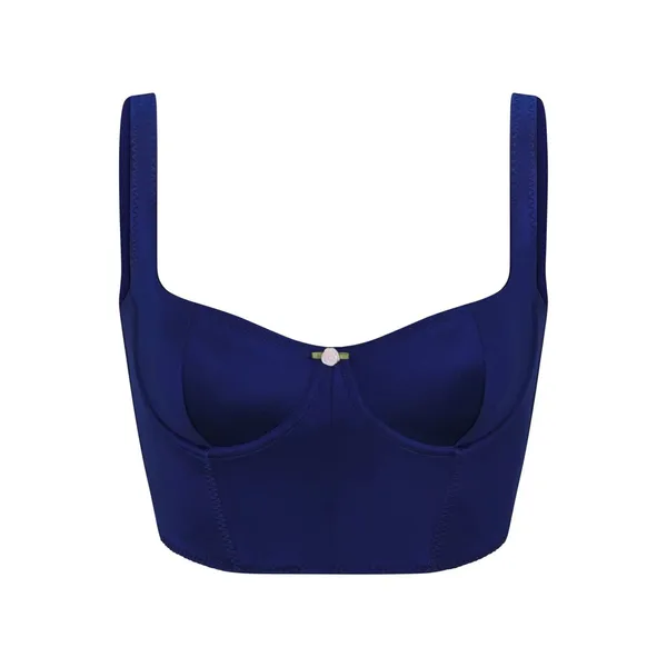 Skims Stretch Satin Corset in Neptune - Image 4