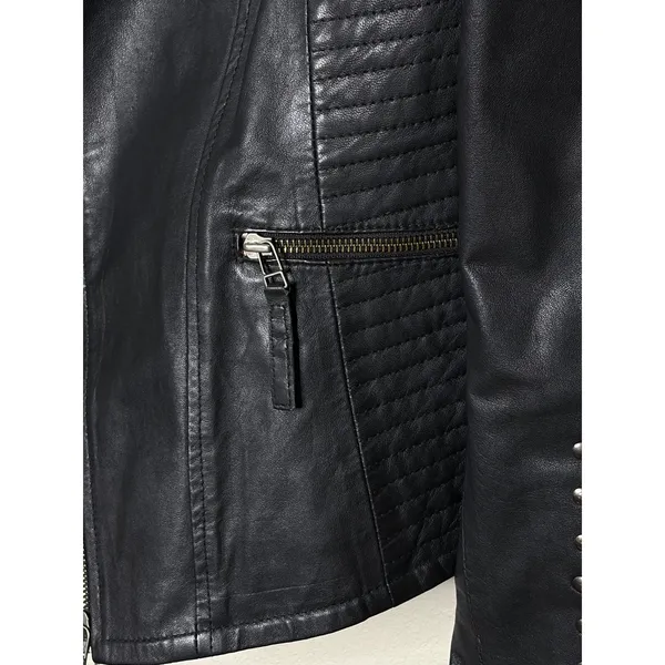 Scully Corrissa Eagle Studded Lamb Leather Moto Jacket Black L Western - Image 6