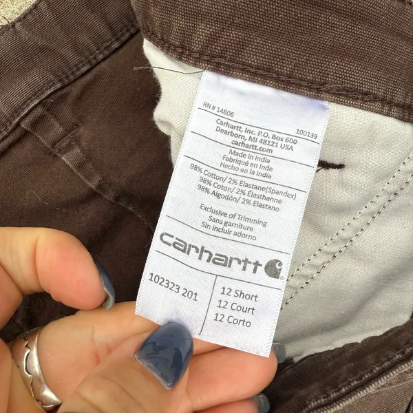 Carhartt Rugged Flex Loose Fit Canvas Double Front Work Pants Brown 12 Short - Image 5