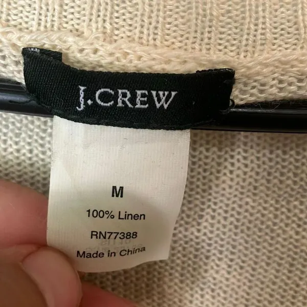 J. Crew 100% linen Cream Pull over Scoop Neck Knit Medium #800 - Image 2