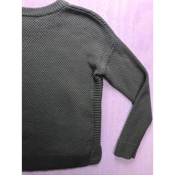 Madewell Crewneck Sweater Womens XS Green Excellent Textured Knit High Low Hem‎ - Image 7