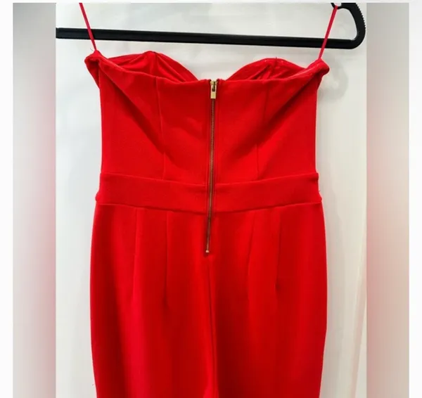 Express Jumpsuit Red Strapless - Image 10