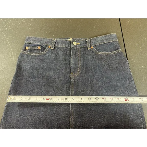 GAP Jeans Stretch Denim Maxi Skirt Size 6 Dark Wash Long Modest Y2K Style Slit - Image 11