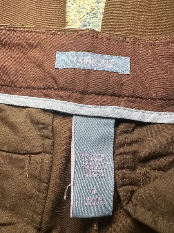 Cherokee Brown Cotton Spandex Hand Stitch Technology Trousers Size 4 - Image 2