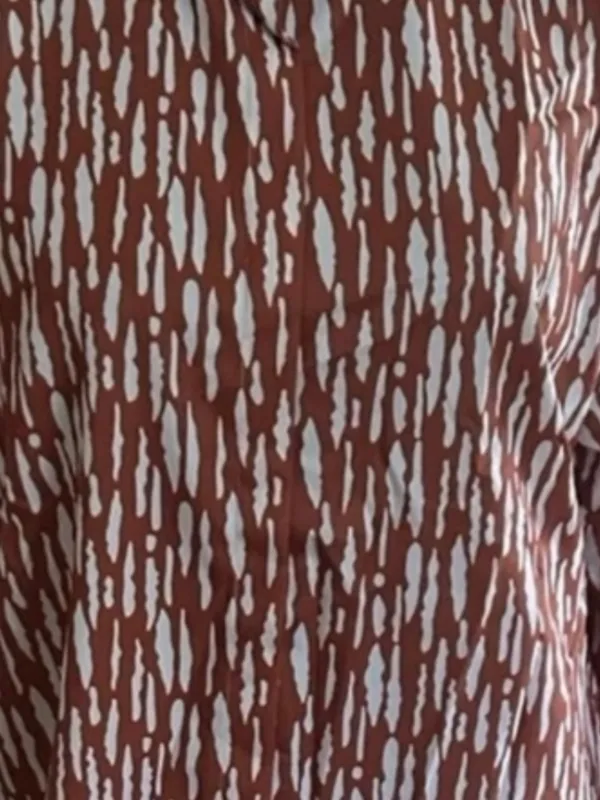 Women’s Brown and White Patterned Shirt Size L - Image 3
