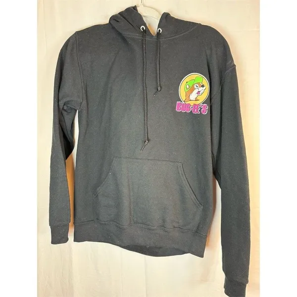 Buc-ee's Hoodie Unisex S Black Pullover Beaver Logo Graphic Print - Image 3