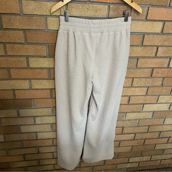 Sundays Pryn Pants Loungewear Wide Leg Crinkle Terry Fabric Beige Size Small - Image 4