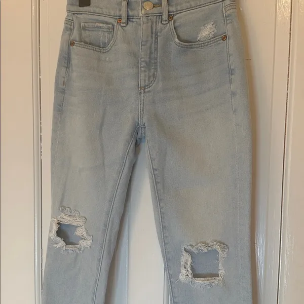 LOFT Light‎ Blue Ripped High Waist Skinny Ankle Jeans size 25 EUC - Image 3