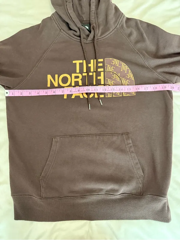 The North Face Brown Logo Hoodie Sweatshirt Size Small - Image 7