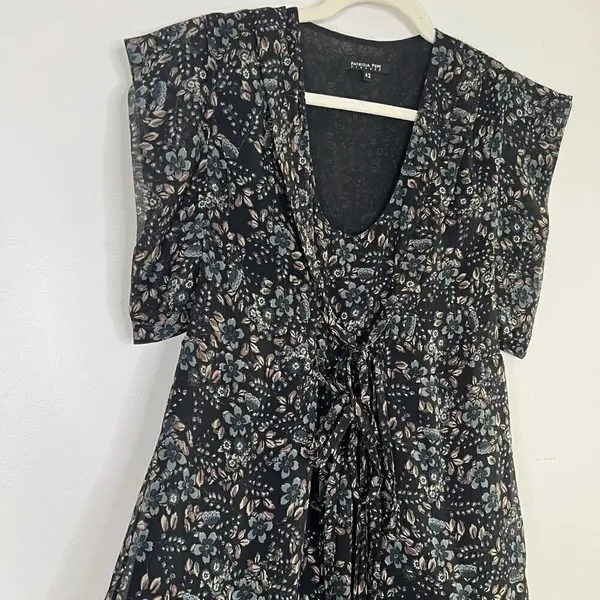 Patrizia Pepe Ditsy Floral Tie Front‎ Flowy Short Sleeve Dress - Image 5