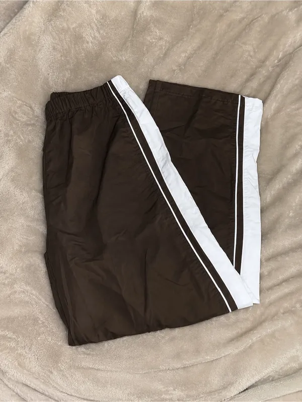 Brown Track Pants with White Stripe - Image 2