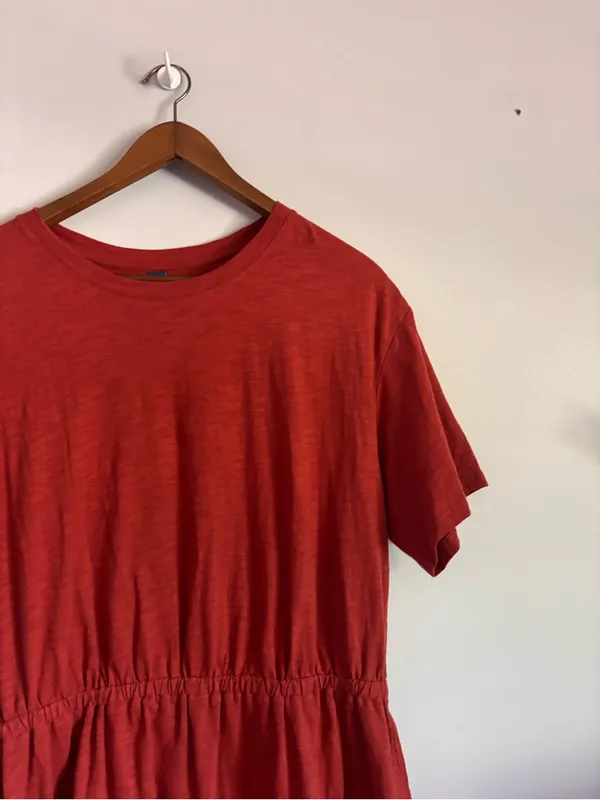 Old Navy Waist Defined Short Sleeve Fox Orange Slub Knit Mini Dress - Image 5