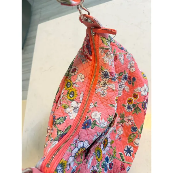Vera Bradley Pink Floral Quilted Cotton Crossbody Bag Adjustable Strap Messenger - Image 12